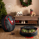 ZOBER 2 Pack Oxford Christmas Wreath Storage Container 30 Inch - Wreath Bag for Artificial Wreaths Box - Waterproof Fabric, Dual Zippered Wreaths Storage Bag With Strong Durable Handles - Black
