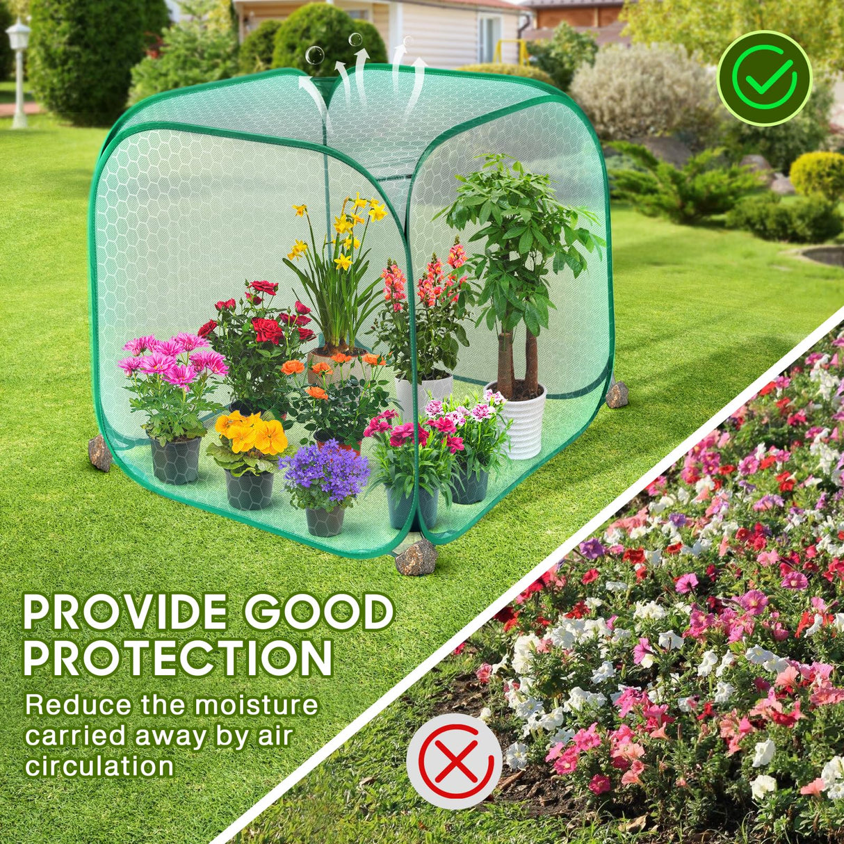 Pop Up Mesh Plant Cover, 35x35x38'' Garden Netting for Insect Protection
