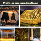 Eueasy Outdoor 360 LED Gazebo Net Lights, 10×10 FT Connectable Fairy Lights with 8 Modes, for Bushes, Garden, Backyard, Holiday, Christmas