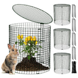 Hiboom 4 Set Garden Plant Protectors from Animals with Stakes, Metal Mesh and Detachable Covers Wire Plant Cage for Keeping Bunny Animals Out, Chicken Wire Cover Garden Protection (12x13)