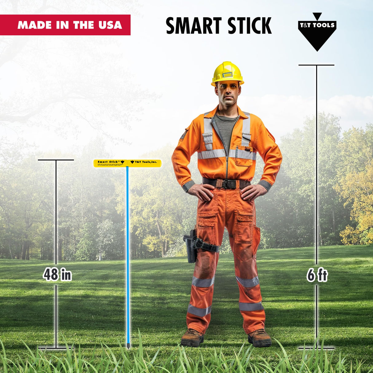 T&T Tools 48-Inch Smart Stick Metal Soil Probe – 3/8" Round Rod - 1 Pack