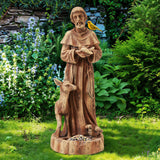 DSNAPE St Francis Garden Statue Outdoor All-Weather, 25" H Religious Saint Francis of Assisi Catholic Statue with Bird Feeder for Patio Yard Home Decor