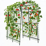 Metal Garden Arch Trellis, 7.6Ft Black for Raised Beds, Plant Support for Cucumbers & Climbing Vegetables with 9 Horizontal Pipe