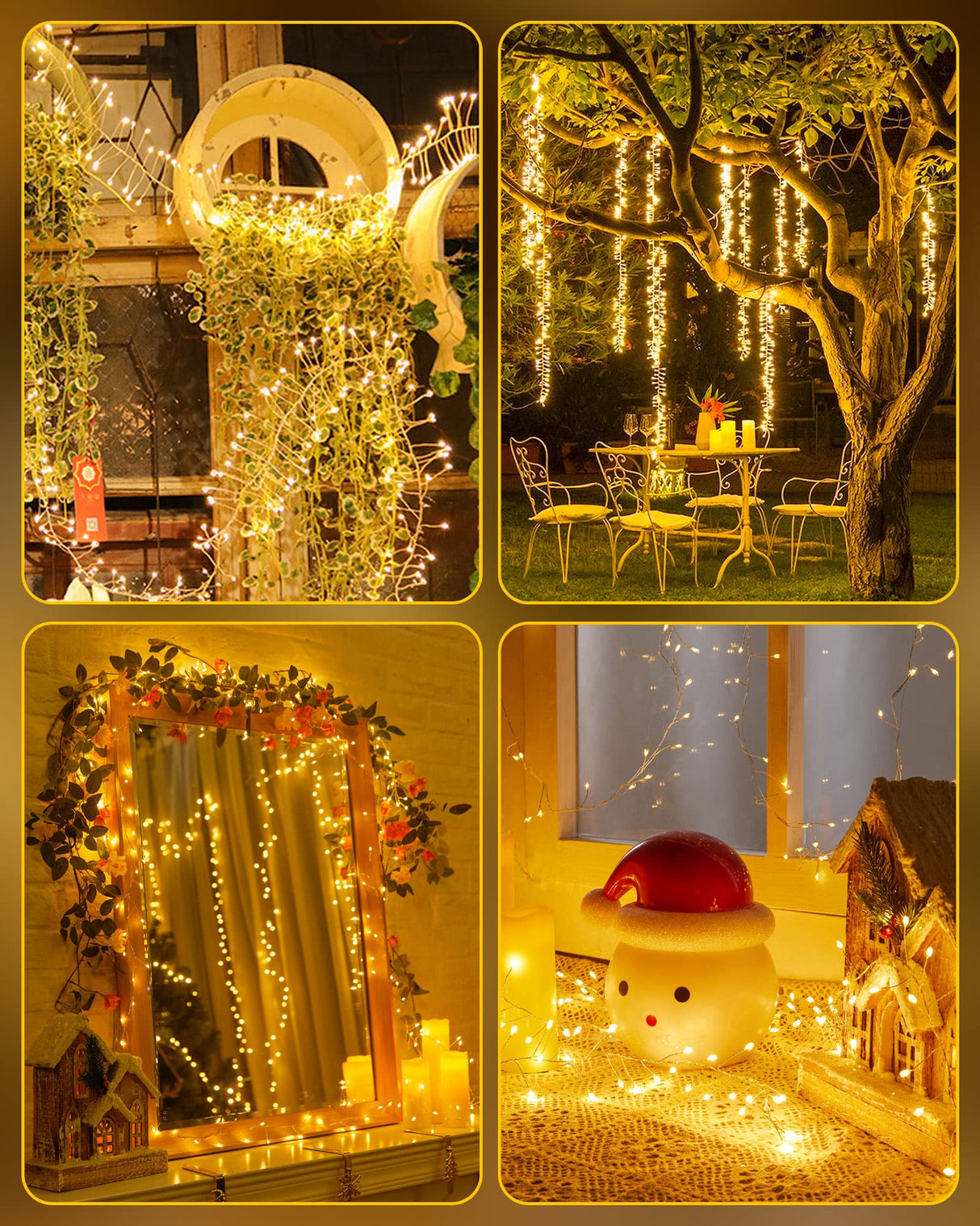 4 Pack Fairy Lights Battery Operated, 5 Feet 60 LED Twinkle String Lights Waterproof Firecracker Starry Lights for DIY Wreath Home Wedding Bedroom Mason Jar Holiday Christmas Decorations, Warm White