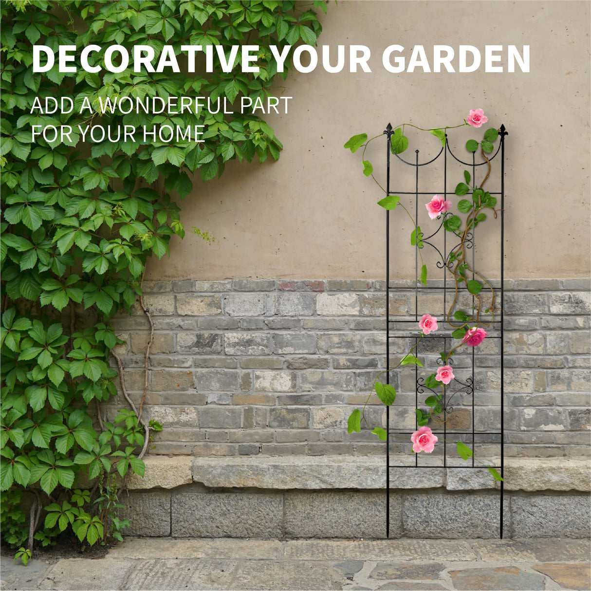 SCENDOR Garden Trellis 70” x 20” for Climbing Plants 6FT Metal Iron Wire Vine Flower Trellises for Outdoor Climbing Plants Support