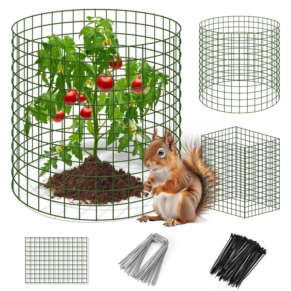 Warmfarm DIY Metal Plant Protectors from Deer, Garden Fencing Animal Barrier Size 11.8 * 15.7 inches, Mesh Plant Cage Chicken Wire Cloche for Plants with Stakes and Nylon Cables