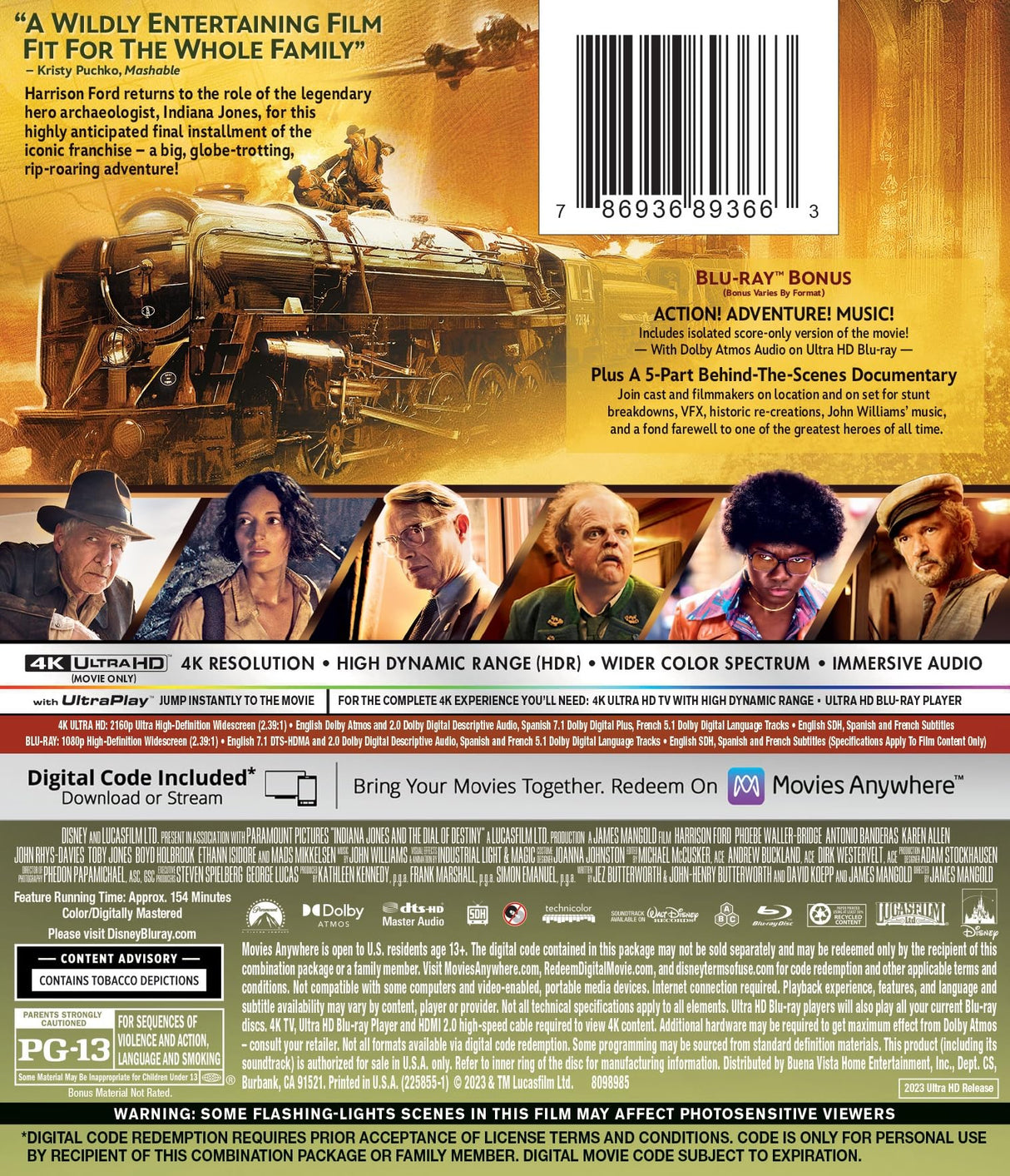 Indiana Jones And The Dial Of Destiny [Blu-ray]