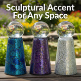 Sunnydaze Glass Gazing Ball Stand for Gazing Globes - Outdoor Mosaic Sphere Holder & Pedestal for Backyard or Patio Decoration - Deep Ocean Swirl