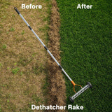 Thatch Rake 15 Inch with Wheels for Lawn Dethatching
