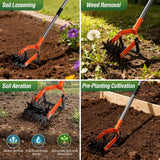 Walensee Rotary Cultivator Garden Tool, 2-in-1 Hand Tiller & Weeder