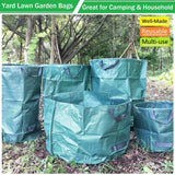 Standard 3-Pack 32 Gallon Lawn Garden Bags (D18,H30 inch) Yard Waste Bags with Gardening Gloves - Reusable Leaf Bags,Yard Debris,Trash Container,Plant Trimmings Bag,Grass Clippings,Weeds Bag 4 Handles