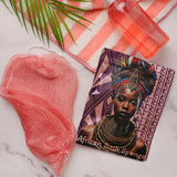 AFRIKI African Net Sponge, Authentic African Exfoliating Sponge, Black Owned, Back Scrubber, 45inch Long, for Normal to Sensitive Skin, for Daily use, Sky Collection