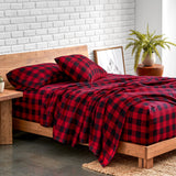 Bare Home Flannel Sheet Set Prints, 100% Cotton, Velvety Soft Heavyweight - Christmas Holiday Sheets - Double Brushed Flannel - Extra Softness, Comfort - Deep Pocket (Queen, Buffalo Plaid - Red/Black)
