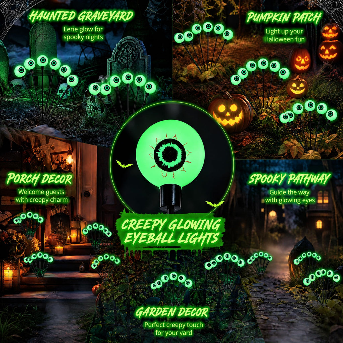 Dazzle Bright 4Pack Halloween Decorations Outdoor Solar Lights