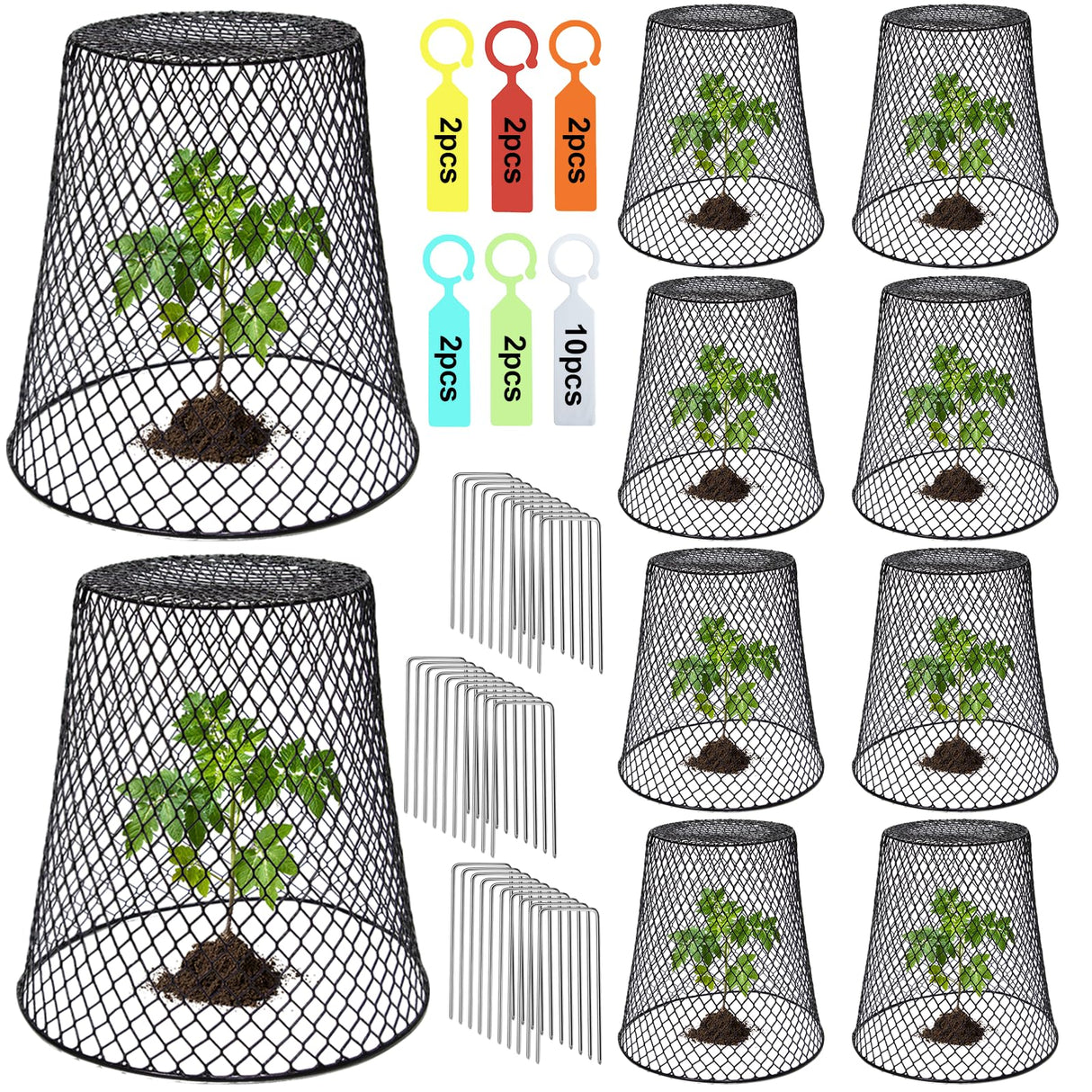 Dukelai 10 Pcs 9.13"×9.13" Chicken Wire Cloche Plant Covers Garden Netting Metal Heavy Duty Plant Protectors from Animals for Keeping Bunnies Chicken Squirrels Birds Other Out