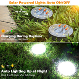 Joomer 16 Pack Solar Ground Lights, 2-in-1 Solar Lights Outdoor Waterproof Solar Powered Disc Light Landscape Garden Lighting Light for Patio Pathway Lawn Yard Driveway Walkway Deck Step(White)