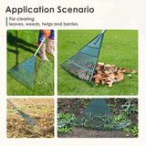 ORIENTOOLS 69" Adjustable Leaf Rake with 5-Section Handle, 26-Tine Durable Plastic Head, Dual-Use Design Converts to Leaf Scoops, Lightweight Yard Rake for Lawns, Grass, Shrubs & Garden (Foldable)