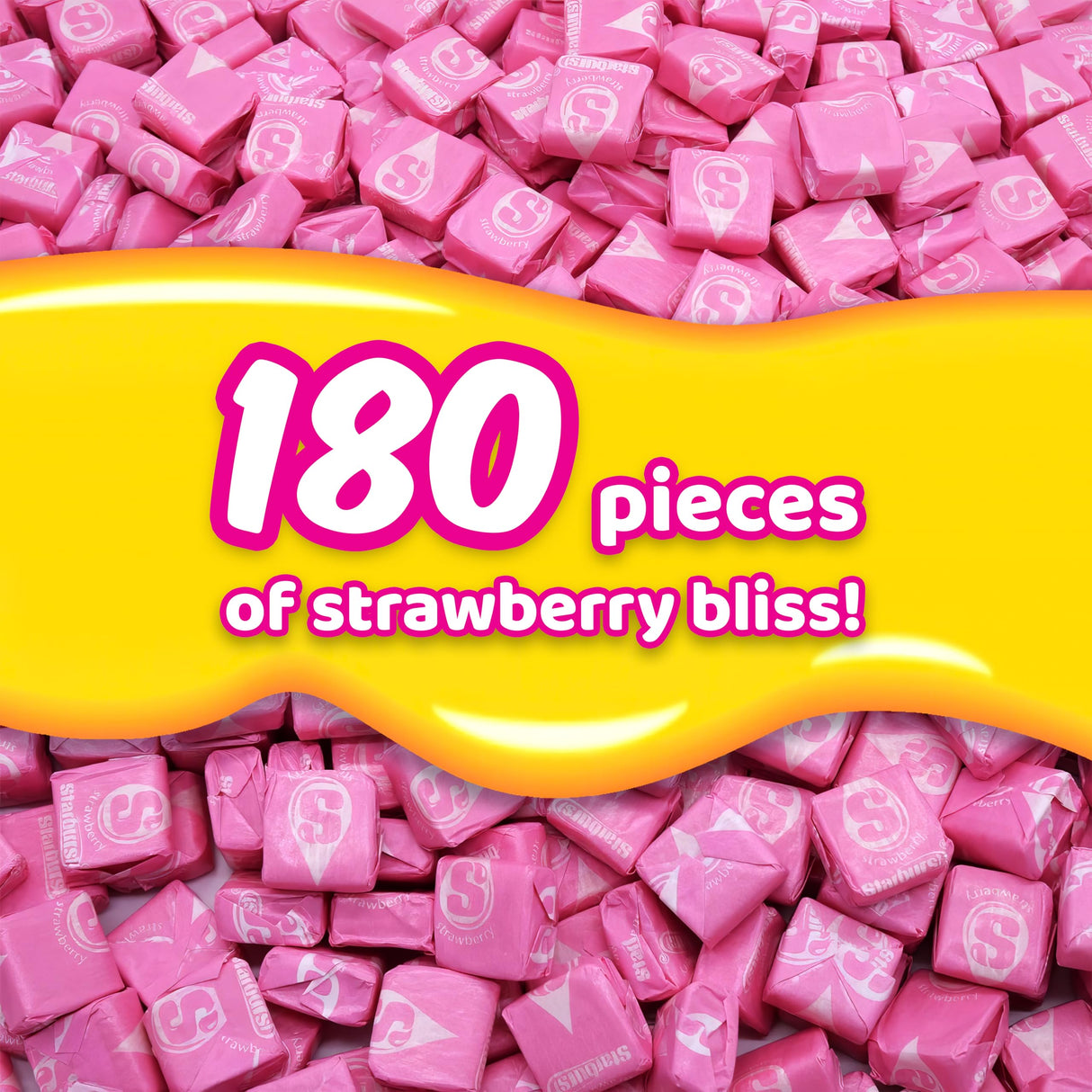 Strburst All Pink Chewy Candy - 2 Pounds Approx 180 Strawberry Candies - Bulk Candy Individually Wrapped Christmas Candy - Snacks for Kids and Adults - Pink Christmas Candy Bulk for Candy Buffet and Christmas Decoration