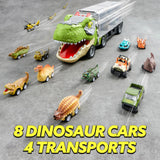 JOYIN 13 in 1 Dinosaur Toys for Kids 3-5, Dinosaur Truck with 12 Pull Back Cars, Birthday Gifts Toys for 3 4 5+ Year Old Boy, Transport Carrier Truck for Toddlers, Christmas Great Gifts for Grandkids