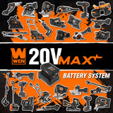 WEN Cordless Planer, Brushless with 3-1/4-Inch Blade, 20V Max 4.0 Ah Lithium-Ion Battery and Charger (20653)