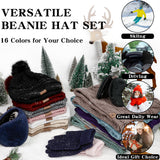 LOROME Winter Beanie Hat Scarf Gloves Set with Ear Muffs Warmer for Women