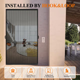 MAGZO Hanging Screen Door Curtain, Fits Door Size 32" x 80" (Mesh Size 34'' x 81''), Durable Fiberglass with Tension Rod and Hook&Loop (One Piece Can be Installed in 2 Ways), Weighted Bottom, Grey