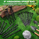 Jetec 150 Pcs 8 Inch Black Landscape Edging Stakes, Spiral Anchoring Spikes