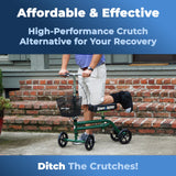 KneeRover Steerable Knee Scooter Knee Walker for Adults for Foot Surgery, Broken Ankle, Foot Injuries - Foldable Knee Rover Scooter for Broken Foot Injured Leg Crutch Alternative with Basket Green