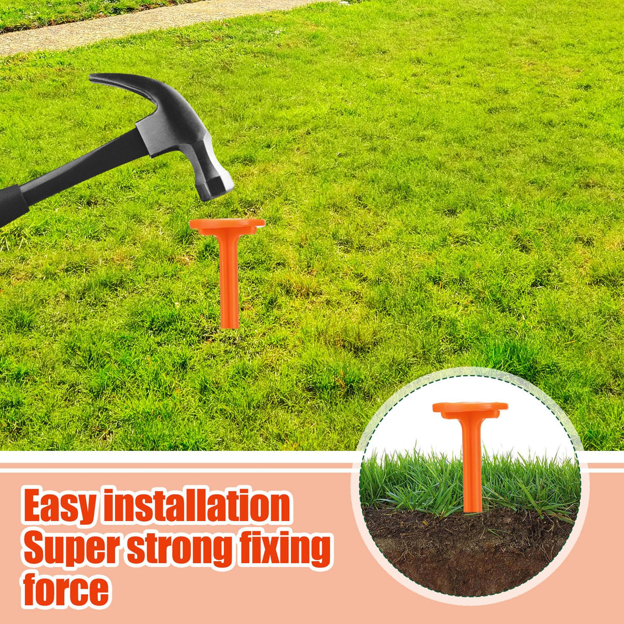Nuanchu 50 Pcs 5 Inch Low Profile Survey Markers Hi-vis Line Yard Property Marker Survey Stakes for Patios, Lawn Edges, Gardens, Paver Landscape Fabric Tarps Weed Barriers (Orange,5 x 1.5 Inches)