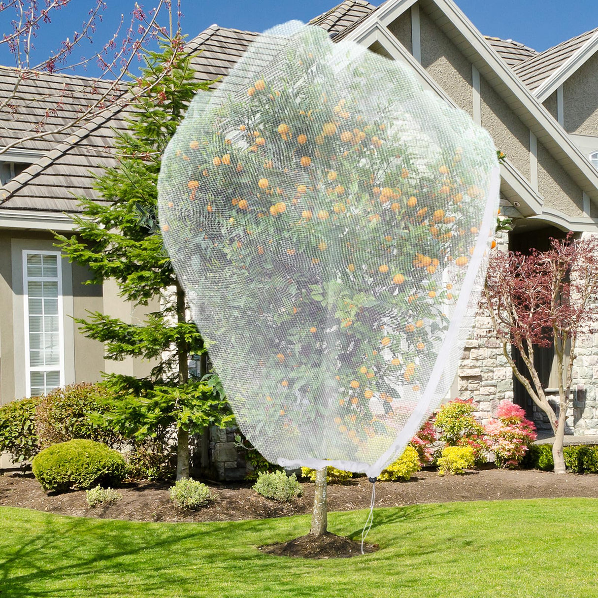 2 Pack Large Fruit Tree Netting, 8X8FT Garden Net, Zipper, Drawstring