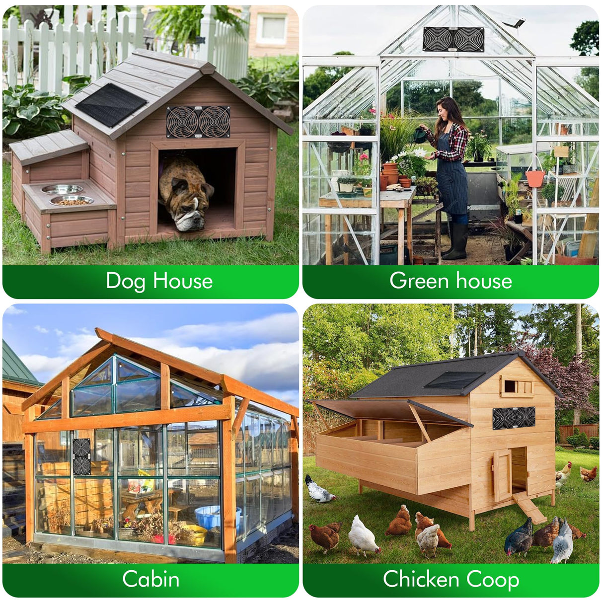 5.5" Solar Fan, Solar Panel Fan, 30W Solar Powered Fan with Dual IPX7 Waterproof Fans for Outside Chicken Coops, Greenhouses, Sheds, Intake or Exhaust Air Fan, Solar Ventilation Fan, Solar Exhaust Fan