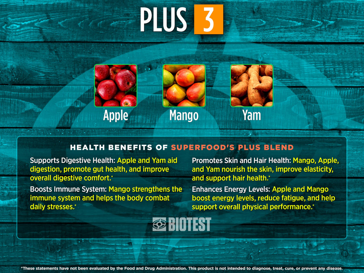 Biotest Superfood Powder Blend of 18 Whole Food Berries, Fruits, and Vegetables - Healthy Polyphenols, Antioxidants, Vitamins, Minerals - 60 Day Supply - 150 g