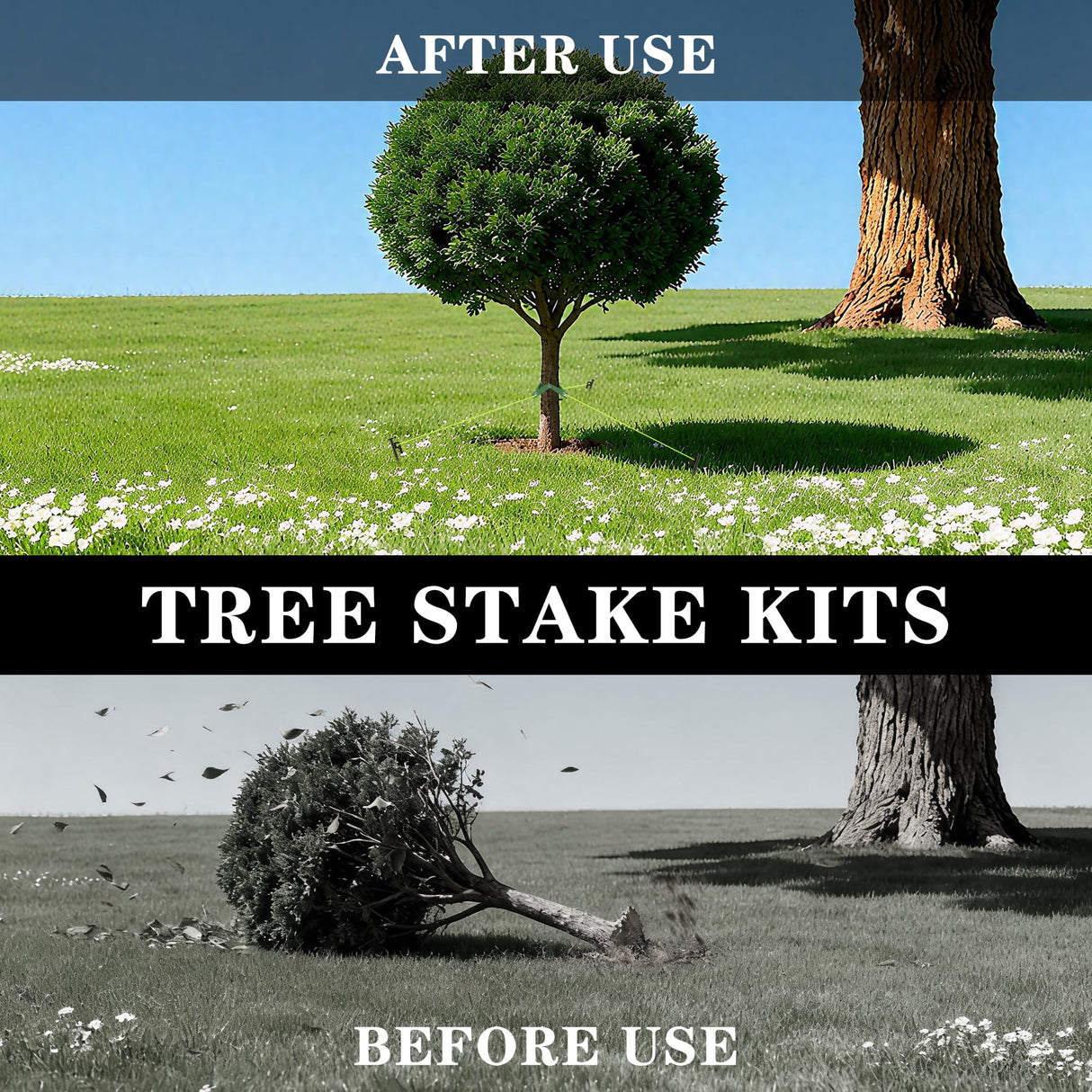 Heavy Duty Tree Stakes and Supports Kit for Leaning Tree Against Bad Weather Plant Support Stakes for Outdoor Plants 6 Pack