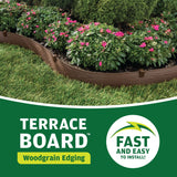 MASTER MARK Terrace Board, Landscape Coiled Edging, Grass Barrier, Bender Board, Flower Bed, Vegetable Garden Borders 5 in. x 40 ft. with 10 Stakes (Brown)