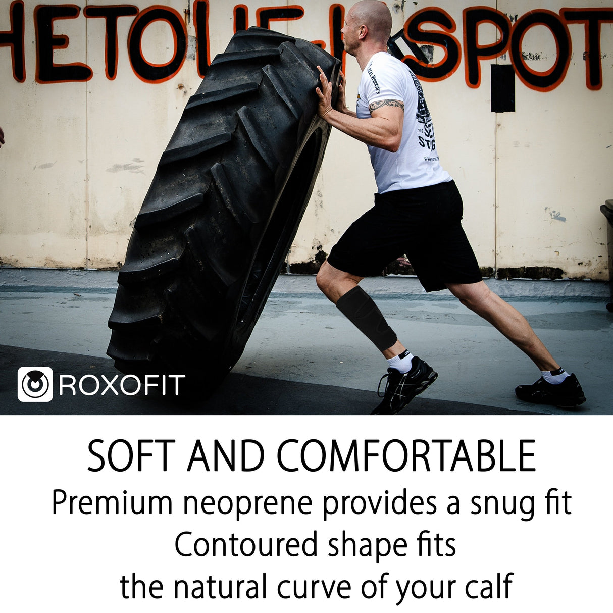 ROXOFIT Torn Calf Muscle Brace Strain Wrap for Calf Tear, Shin Splint Pain Relief - Adjustable Tibia Neoprene Support Compression Sleeve for Men and Women