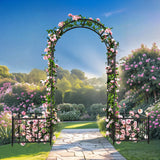 Ultym 76" W x 86" H Black Metal Garden Arbor with Planter Boxes