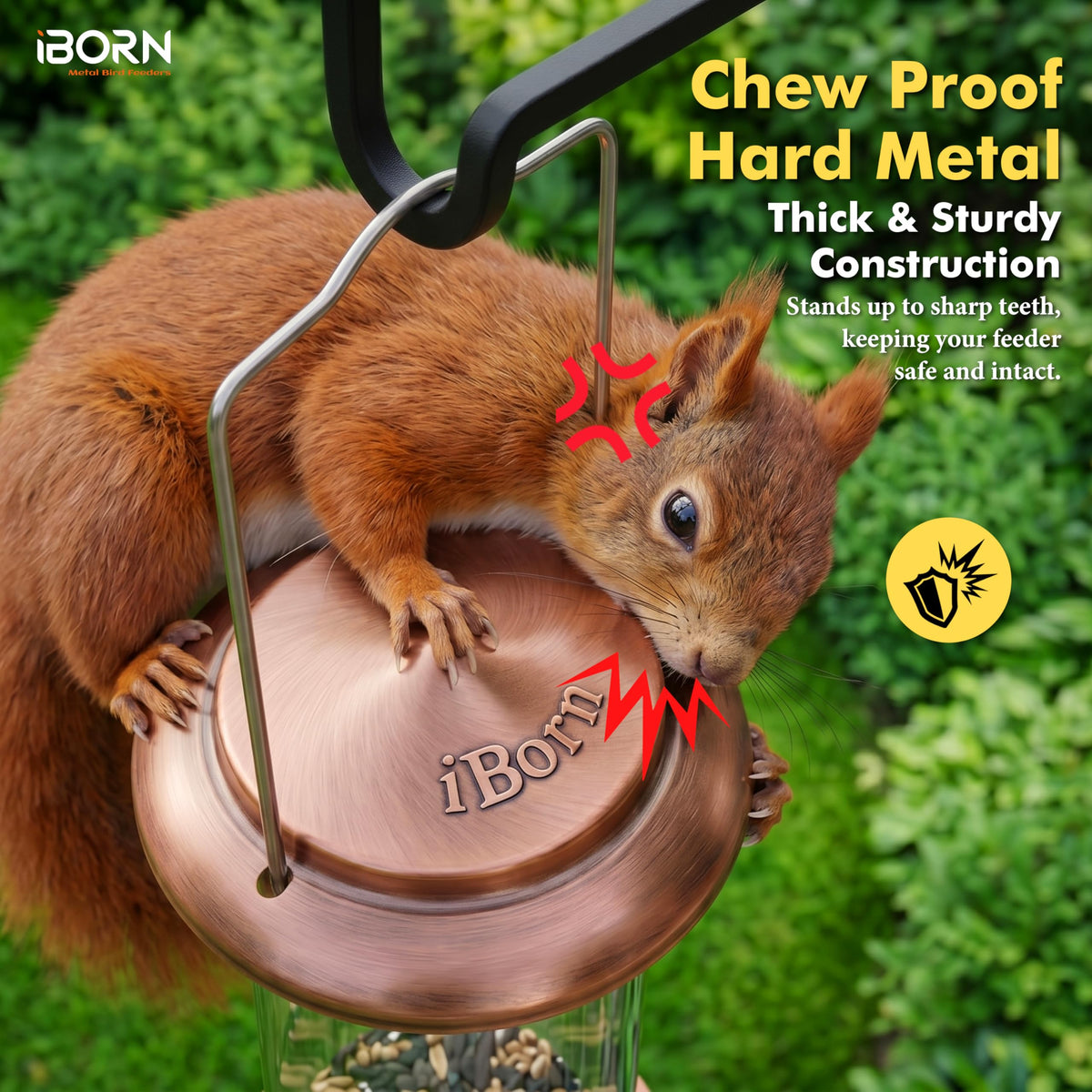 iBorn Bird Feeders for Outdoors 14" 6 Ports Chew-Resistant, Copper, 1PK