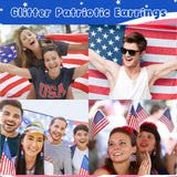 Y1tvei Independence Day Glitter Earrings for Women- 9 Pairs 4th of July American Flag Earrings Star Red Blue Dangle Drop Acrylic Accessories USA Flag Jewelry Gifts for Patriotic Memorial Veterans Day