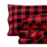 Bare Home Flannel Sheet Set Prints, 100% Cotton, Velvety Soft Heavyweight - Christmas Holiday Sheets - Double Brushed Flannel - Extra Softness, Comfort - Deep Pocket (Queen, Buffalo Plaid - Red/Black)