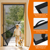 MAGZO Hanging Screen Door Curtain, Fits Door Size 32" x 80" (Mesh Size 34'' x 81''), Durable Fiberglass with Tension Rod and Hook&Loop (One Piece Can be Installed in 2 Ways), Weighted Bottom, Grey