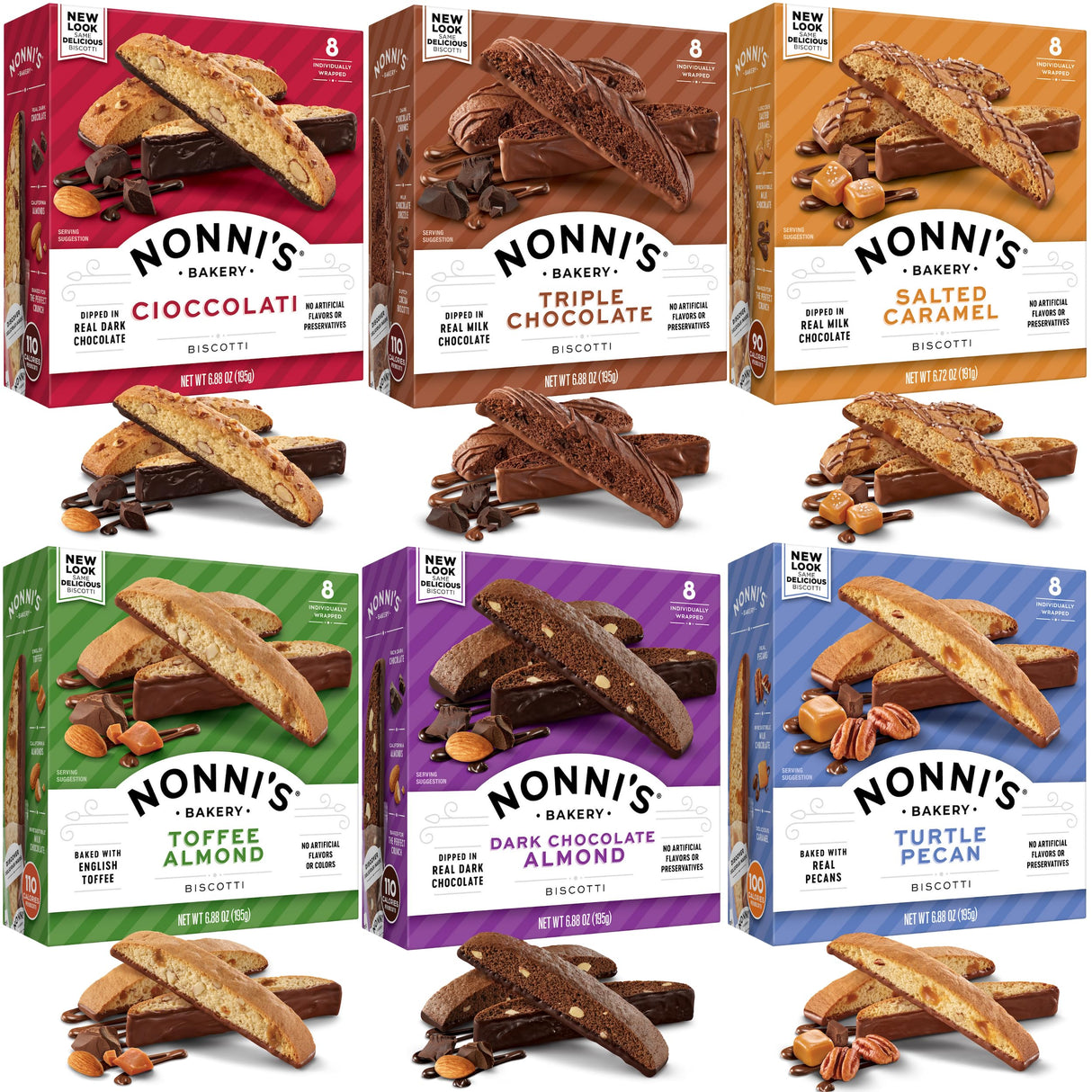 Nonni's Italian Biscotti Variety Pack - 6 Assorted Flavors - Holiday Snack for Christmas Cookies - Cookie Variety Pack - Italian Cookie Assortment - Biscotti Individually Wrapped Cookies - Kosher