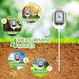YAMRON 4-in-1 Soil Moisture Meter Digital Plant Temperature/Soil Moisture/pH Meter/Sunlight Intensity Backlight LCD Display Soil Test Meter for Gardening, Farming and Outdoor Plants