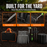 202Pcs Garden Stake Staple kit, 100Pcs 6-inch U-Shaped Landscape Staples, 100 Fixing Gasket, Pick Hook, Rubber Mallet Used for for Weed Barrier Fabric, Ground Cover, Holding Fence and Artificial Turf