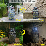 Owls to Keep Birds Away, Solar Owl Decoys to Scare Birds Away, Small Fake Owl for Bird Control, Resin Owls Outdoor Decor with Rotating Head and Lighted Eyes, Animal Deterrent for Outside, Garden