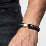 SERASAR Bracelets for Men 20cm Gold Gift Box Genuine Leather Cowhide Braided Adjust Able Magnetic Clasp Multi Layer Jewellery Rope Man Mans Male Mens Band Jewelry Accessories