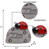 TERESA'S COLLECTIONS Garden Decor, Cute Ladybug Garden Decor with Solar Light, Waterproof Resin Garden Statue, Ladybug Gifts, Garden Gifts for Women Mom, Indoor/Outdoor, 5.1"
