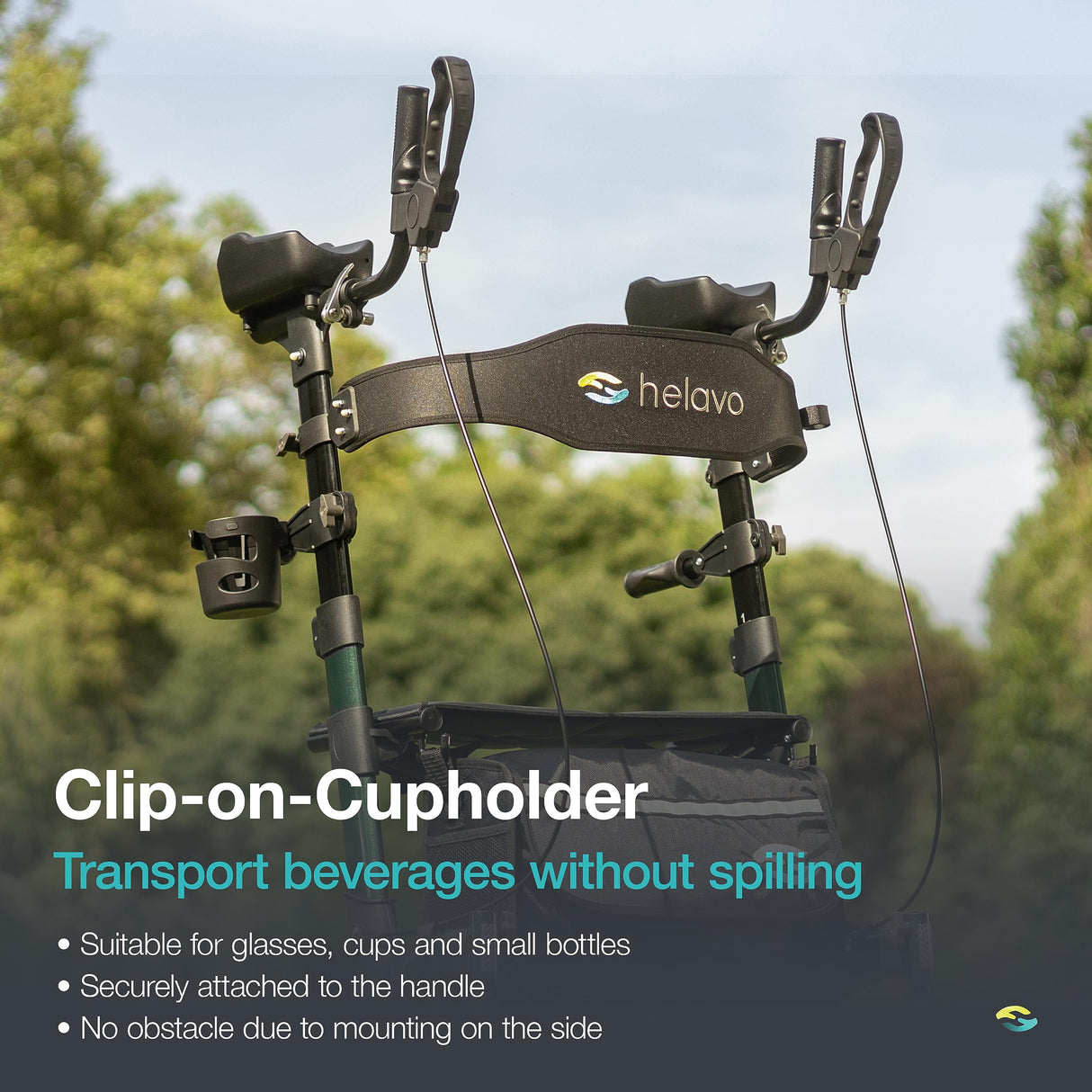 Helavo All Terrain Upright Walker with Flat-Free Solid Rubber Tires - Outdoor Stand Up Walker for Seniors - Tall Standing Rollator with Seat