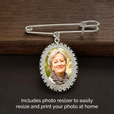 Simple Wedding Bouquet Boutonniere Rhinestone Photo Charm Pin Brooch Gift for Wedding Shower Mother of Bride or Groom