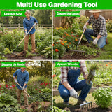 Garden Weeding Rake, Heavy Duty Iron Weeding Rake Gardening Tool with 55 Inch Long Handle, All-Steel Hardened Weed Puller Tool, Manual Garden Weed Rake Tool for Yard, Lawn Loosening Planting Weeding