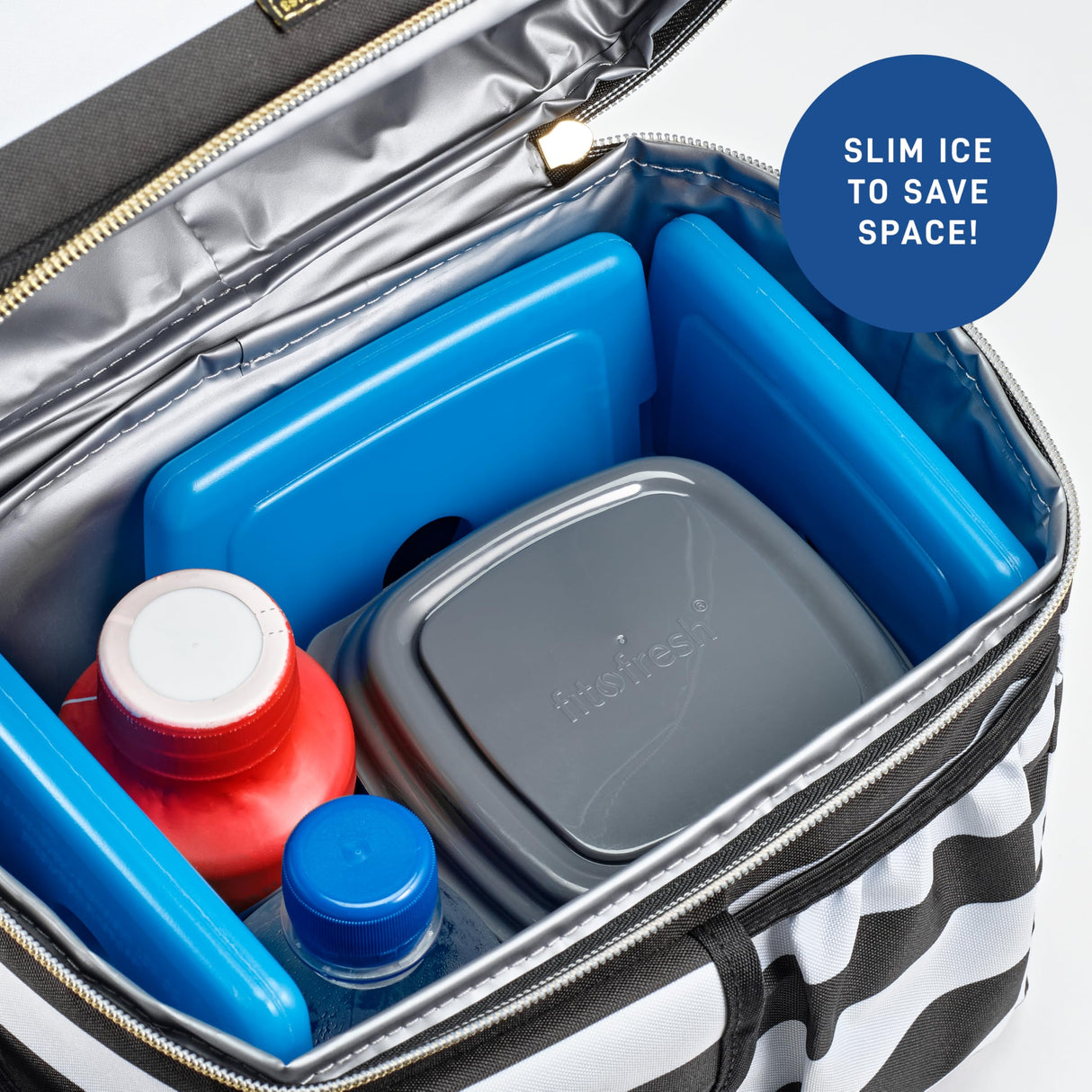 Cool Coolers by Fit & Fresh Kids Clear Blue Ice Packs, Quick Freeze, Space-Saving, Reusable Ice Pack for Lunch Boxes & Coolers